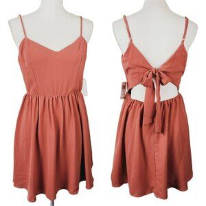 B. Darlin Summer Dress Spaghetti Straps Rusty Coral Tie Back Women's Juniors NWT